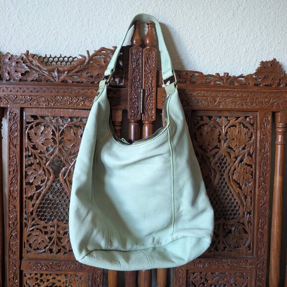 NWT American Leather Co Pottery Green Carrie Hobo Soft Leather Pastel Green - Picture 6 of 8